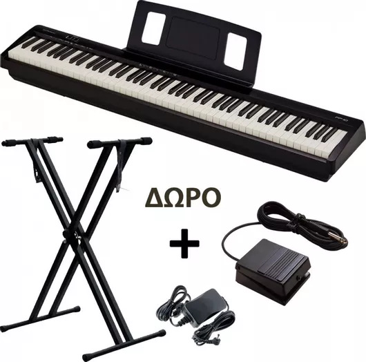 Roland (us) Ηλεκτρικό Stage Πιάνο FP-10 Set με 88 Βαρυκεντρισμένα Πλήκτρα Ενσωματωμένα Ηχεία και Σύνδεση με Ακουστικά και Υπολογιστή Black