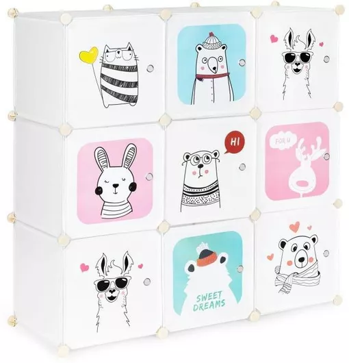 Ecotoys Παιδική Ντουλάπα 9 Θέσεων Ζωάκια