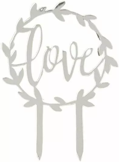 Διακοσμητικο Τουρτας Πλεξιγκλας Love 10χ15cm (ασημι)