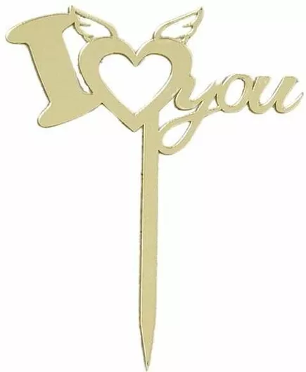 Διακοσμητικο Τουρτας Πλεξιγκλας I Love You 12χ14cm (χρυσο)