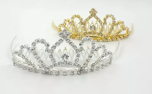 Τιάρα Μεταλλική Με Στράς Χτενάκι Σε Χρυσό Και Ασημί-χρυσό-σχέδιο 4
