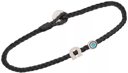 Βραχιόλι κορδόνι ασημένιο Μονόγραμμα Ω & Μάτι