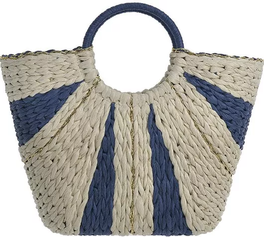 Τσάντα Θαλάσσης Ble Resort Collection Ψάθινη Μπλε