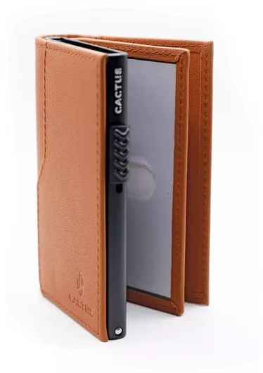 Ανδρικό Πορτοφόλι Cactus Δερμάτινο Καρτών με RFID Καφέ