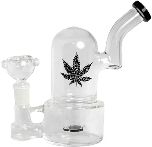 Bong Γυάλινο Dome Rig Leaf Black 16cm