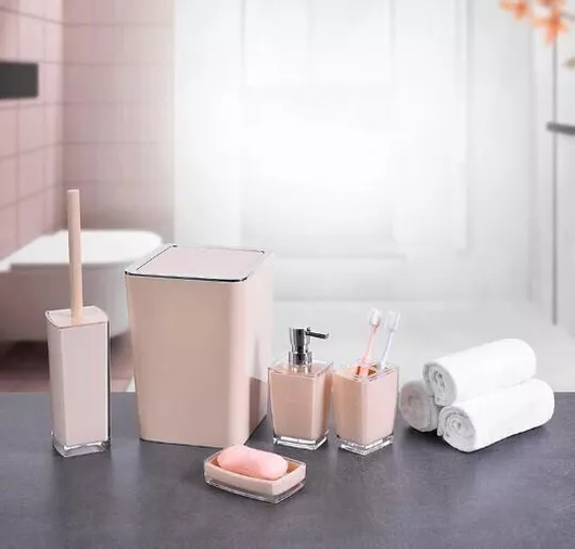 Αξεσουάρ Μπάνιου Σετ 5τμχ Πλαστικό Ροζ