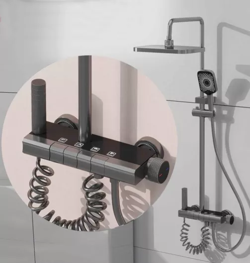 Ντουζ Στήλη με Μπαταρία Γκρι