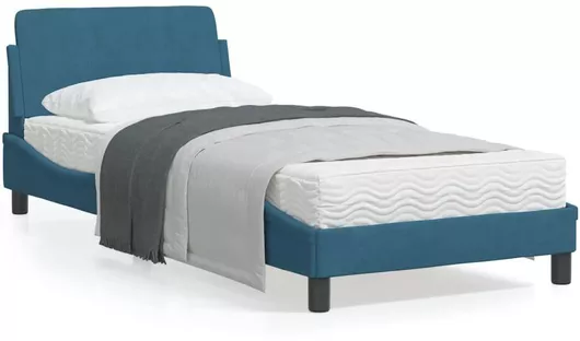 Κρεβάτι Μονό Επενδυμένο με Ύφασμα με Τάβλες για Στρώμα 90x200cm Μπλε