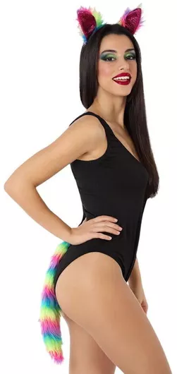 Αποκριάτικη Στολή Για Ενήλικες Πολύχρωμο 2 Τεμάχια Γατούλα