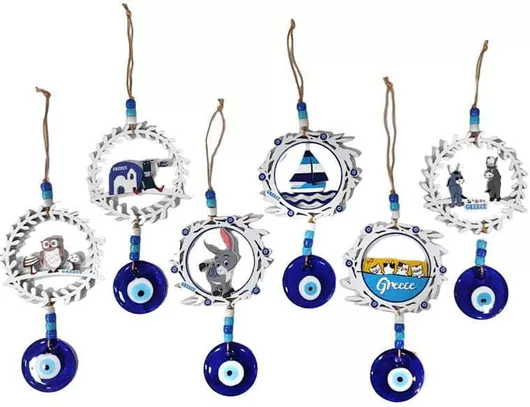 Κρεμαστό Γούρι Μάτι Μπλε από Γυαλί