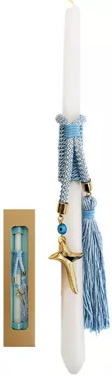 Πασχαλινή Λαμπάδα Στρογγυλή Χειροποίητη Γαλάζια