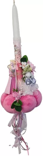 Πασχαλινή Λαμπάδα Στρογγυλή Χειροποίητη Ροζ