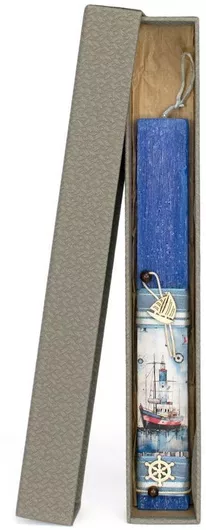 Πασχαλινή Λαμπάδα Ανδρική Πλακέ Μπλε Ναυτικό Θέμα