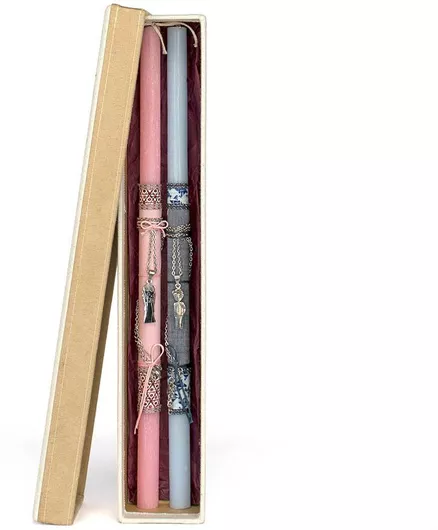 Σετ 2 Λαμπάδες Αλυσιδάκι Κρεμαστό Ζευγάρι Κουτί Δημιουργιες 24055