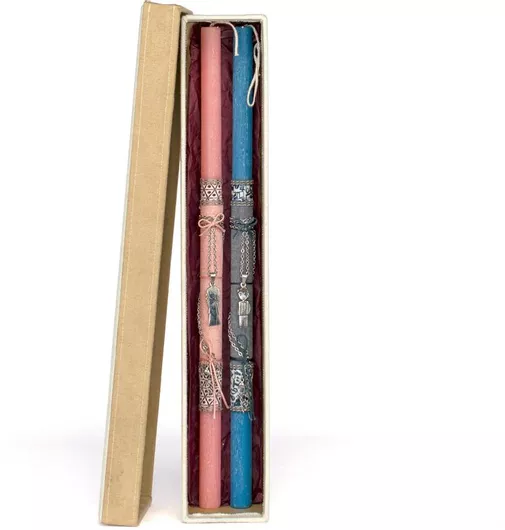 Στρογγυλα Λαμπαδακια Ζευγαρι Κρεμαστο Λαιμου 055-σιελ/ροζ