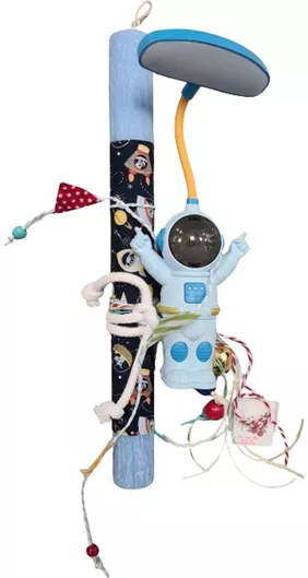 Χειροποίητη Στρογγυλή Λαμπάδα Ατροναύτης Φωτιστικό Σιέλ