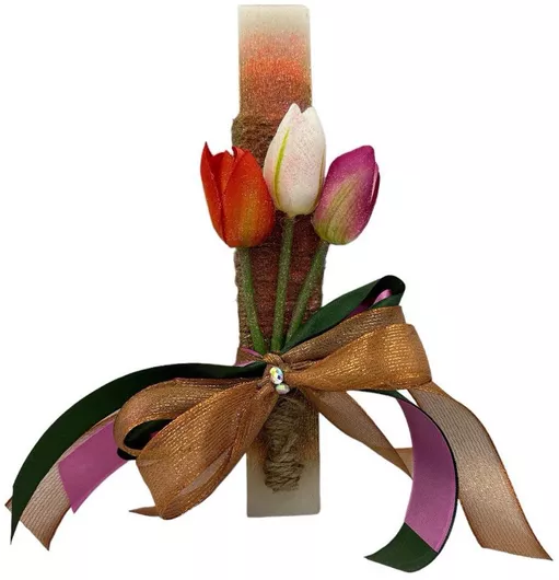 Χειροποίητη Λαμπάδα Μπουκέτο Λουλούδια Τουλίπες