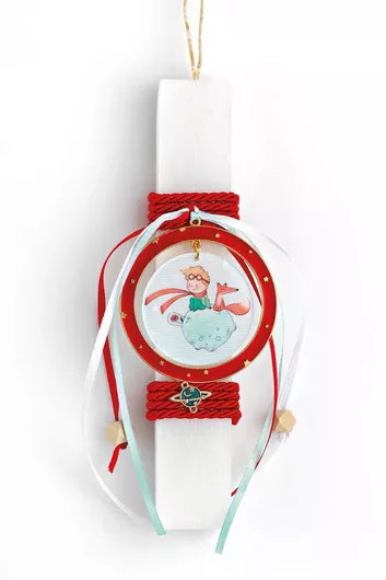 Πασχαλινή Λαμπάδα Στρογγυλή Χειροποίητη Κόκκινη