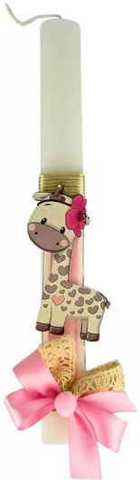 Πασχαλινή Λαμπάδα Στρογγυλή Χειροποίητη Ροζ