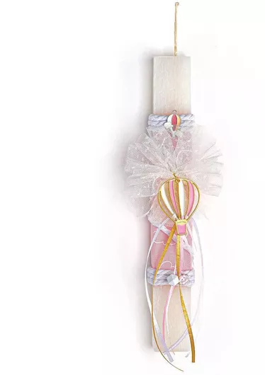 Πασχαλινή Λαμπάδα Στρογγυλή Χειροποίητη Ροζ