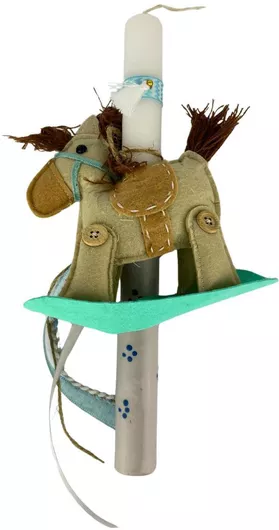 Πασχαλινή Λαμπάδα Στρογγυλή Χειροποίητη Μπεζ