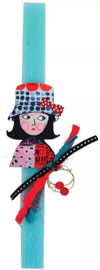 Πασχαλινή Λαμπάδα Στρογγυλή με Κουτί 25cm. Μπλε