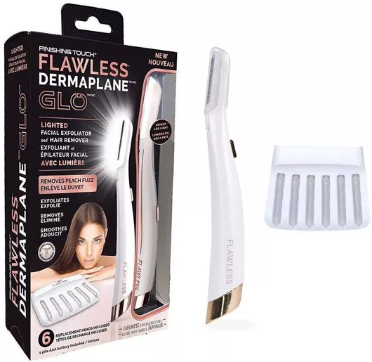 Συσκευή Αποτρίχωσης Περιποίησης Προσώπου Flawless Dermaplane 6 Κεφαλές Λευκό