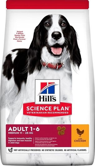 Ξηρά Τροφή Hill's Science Plan Adult Medium 2.5kg Διαίτης για Ενήλικους Σκύλους Μεσαίων Φυλών με Κοτόπουλο