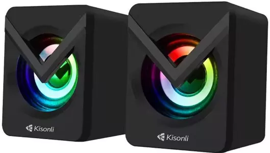 Ηχείο Υπολογιστή Kisonli L-1040 2.0 με RGB Φωτισμό & Ισχύ 2.5W  Μαύρο Χρώμα
