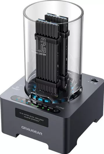 Docking Station Graugear G-M2DK-CL-20G για 2 Σκληρούς Δίσκους PCIe M.2 2230"  /  M.2 2242"  /  M.2 2260"  /  M.2 2280" με σύνδεση USB-C
