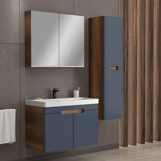 Πάγκος με Νιπτήρα & Καθρέπτη Martin Trend Ματ Λάκα Μ80xΒ46xΥ58cm Ανθρακί