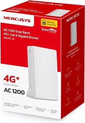 Ασύρματο Mobile Router 4G Mercusys MB230-4G Wi‑Fi 5 με 2 Θύρες Gigabit Ethernet