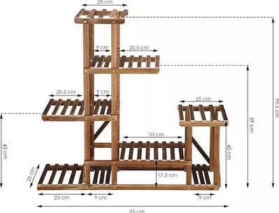 Ανθοστήλη Springos GA0176 Ξύλινη 95x25x95.5cm