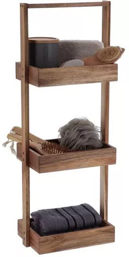 Επιδαπέδια Ραφιέρα Μπάνιου Ξύλινη 26x17x70cm