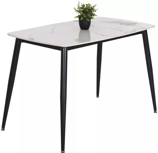 Τραπέζι με Κεραμική Επιφάνεια Λευκό Μάρμαρο / 117.5x67.5x76cm Μαύρο