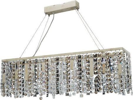 Κρεμαστό Φωτιστικό Inlight 5277 Μοντέρνο Πολύφωτο με Κρύσταλλα για 6 Λαμπτήρες G9 Ασημί