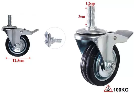 Ρόδα 107225 Περιστρεφόμενη με Φρένο 125mm