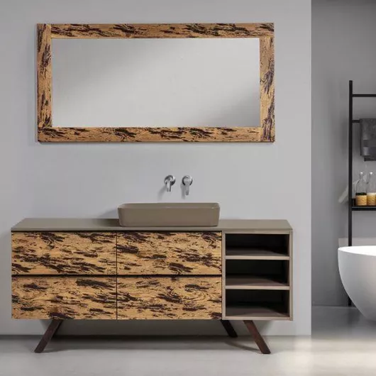 Καθρέπτης Μπάνιου Mabo Natural 150 από Plywood Μπεζ