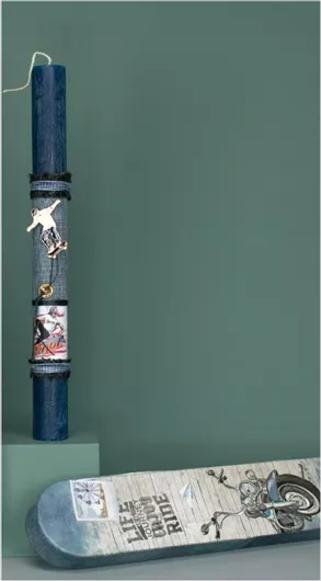 Πασχαλινή Λαμπάδα Στρογγυλή Μπλε