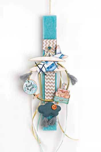 Πασχαλινή Λαμπάδα Στρογγυλή Χειροποίητη Μπλε