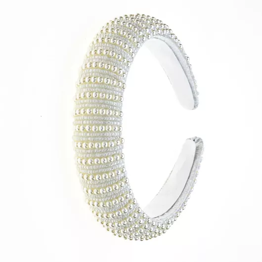 Στέκα Νυφική Υφασμάτινη Πομπέ Διακοσμημένη Πέρλες 3 Σχέδια-2