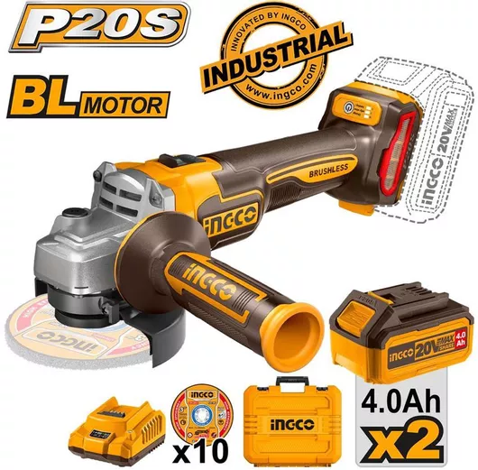 Τροχός Ingco 115mm Μπαταρίας Brushless 2x4Ah