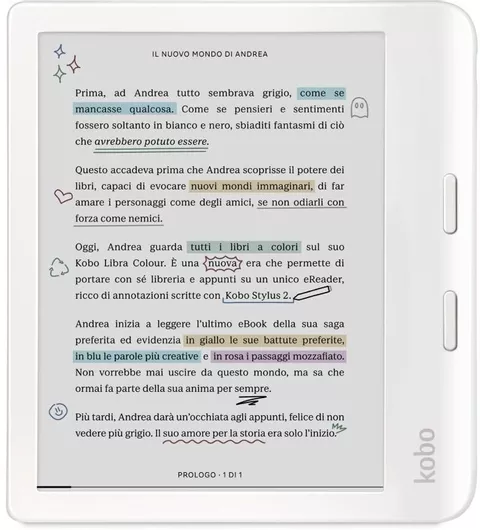 Ebook Reader Kobo Libra Colour με Οθόνη Αφής 7" 32GB Λευκό