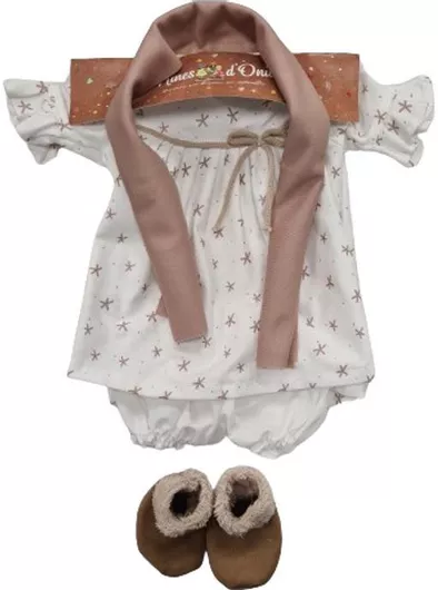 Nines D'onil Σετ Ρούχα Κούκλα Λευκό Φόρεμα Παπουτσάκια 45εκ