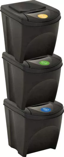 Κάδος Απορριμμάτων vidaXL Πλαστικός 3x25lt Μαύρος