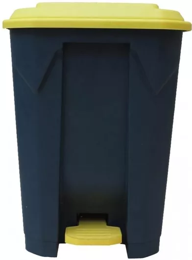 Κάδος Πλαστικός 80lt Πεντάλ Χωρίς Ρόδες 49.3x43xυ71cm 3.9kg Γκρι Κίτρινο Καπάκι Τεμ