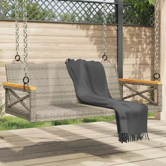 Κούνια Κρεμαστή vidaXL Rattan 2 Θέσεων 109x62x40cm Γκρι