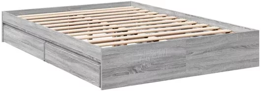 Κρεβάτι Ημίδιπλο Ξύλινο με Αποθηκευτικό Χώρο & Τάβλες για Στρώμα 120x190cm Γκρι