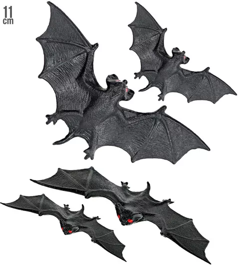 Αποκριάτικο Αξεσουάρ Halloween Διακοσμητικό Νυχτερίδες Σετ 4τμχ Μαύρο