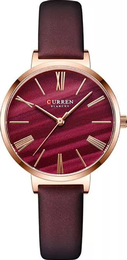Γυναικείο Ρολόι Curren με Δερμάτινο Λουράκι  Μπορντό 